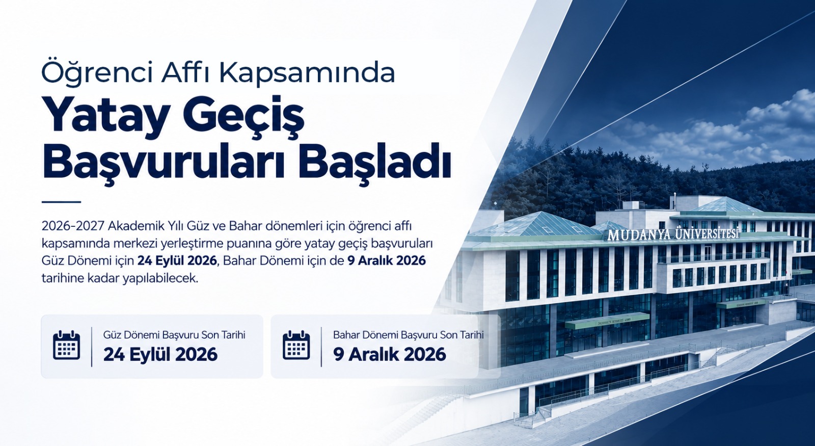 Öğrenci Affı Kapsamında Yatay Geçiş Başvuruları Başladı