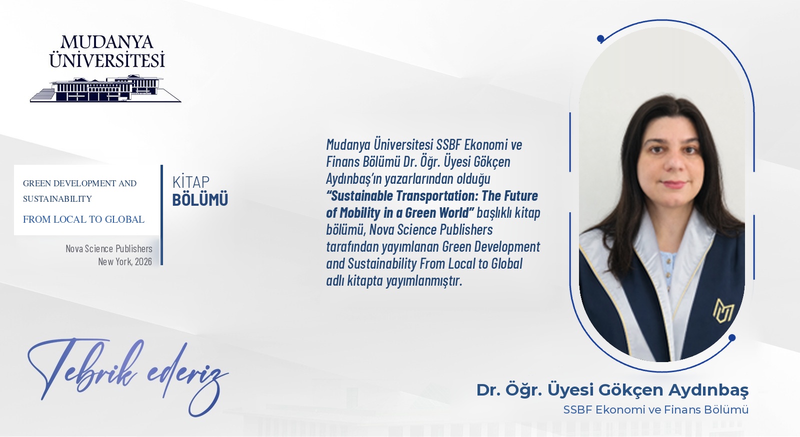 Dr. Öğr. Üyesi Gökçen Aydınbaş’ın Kitap Bölümü Nova Science Publishers Tarafından Yayımlandı